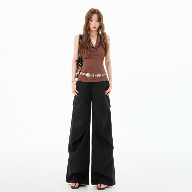 Women's Paratrooper Pants  Design Loose Floor-Length Trousers