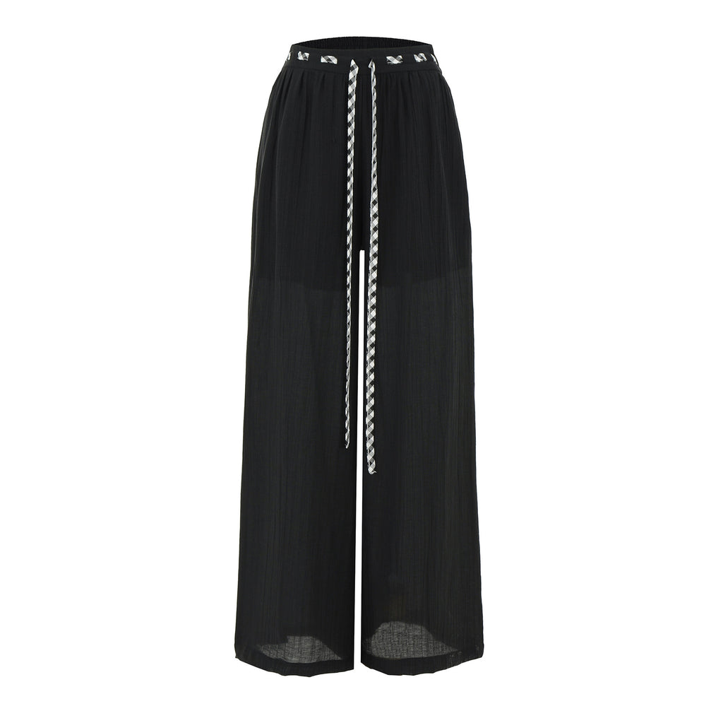 Straight tube loose sports wide leg pants for women