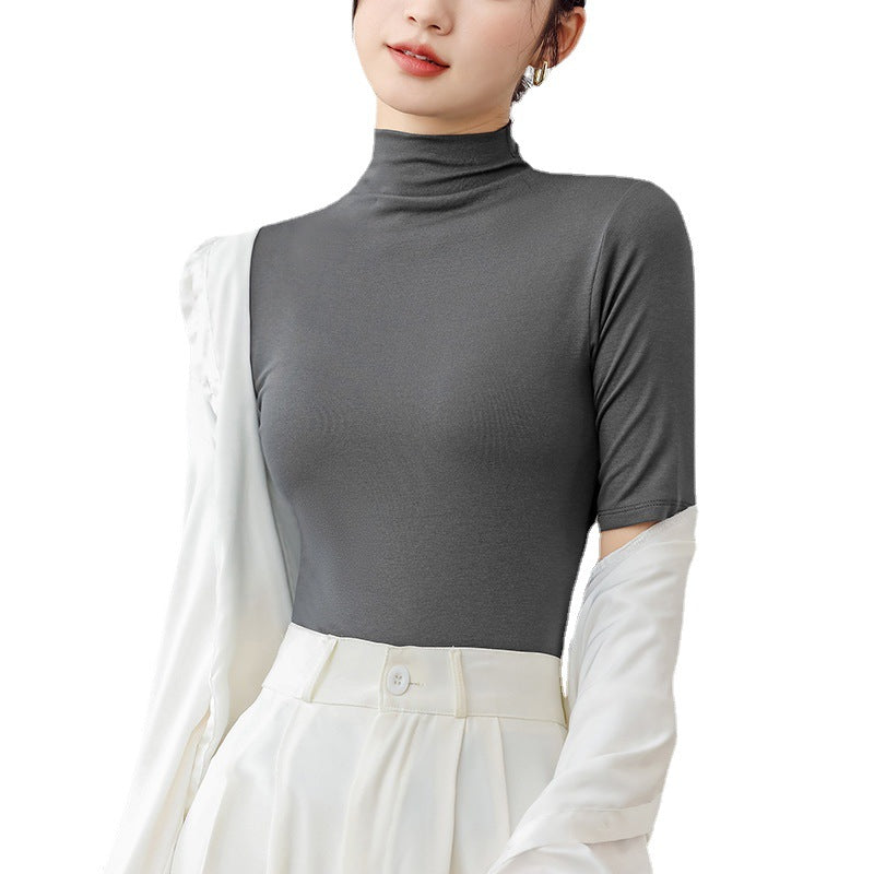 Slim fit T-shirt solid color top