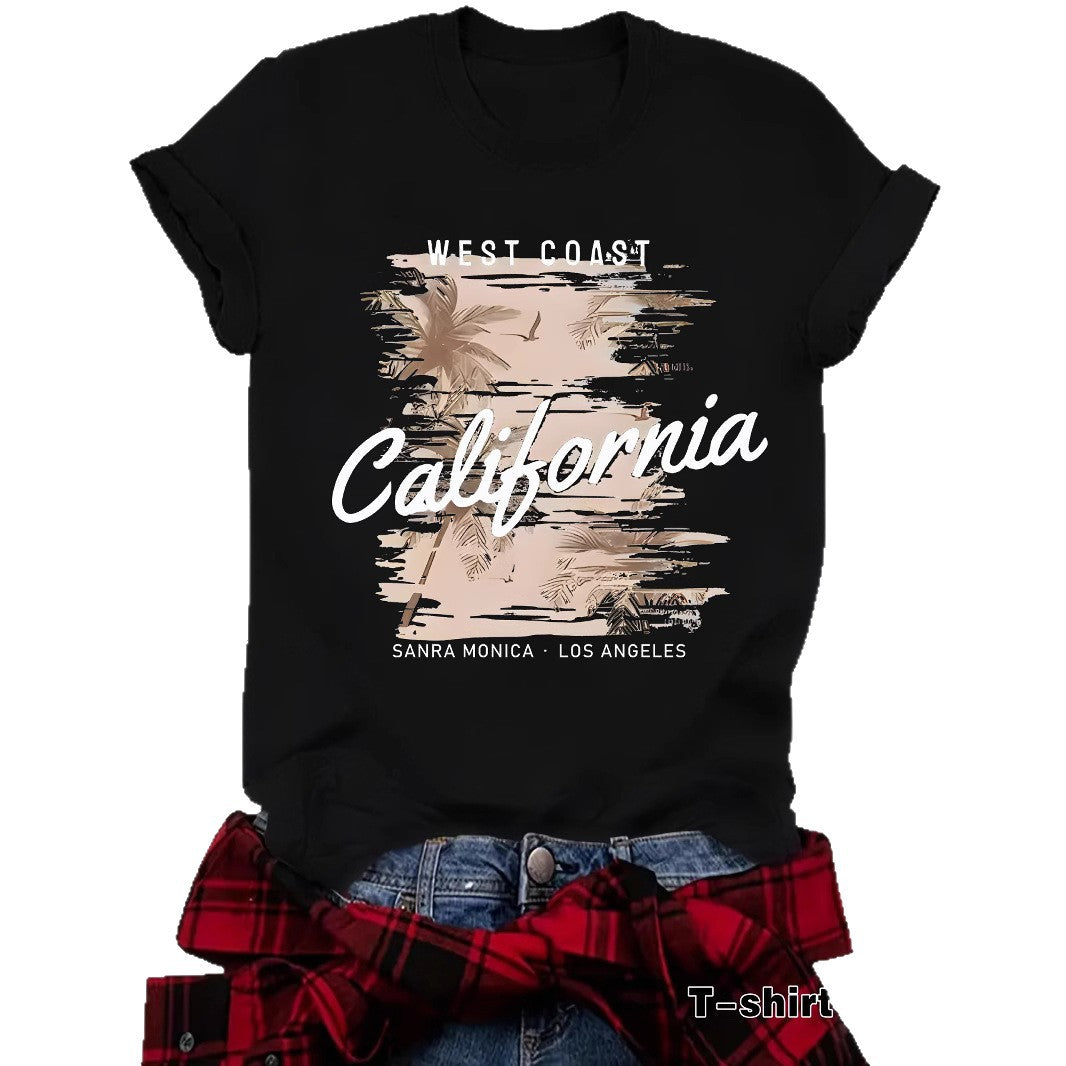 Round neck short sleeved T-shirt from California