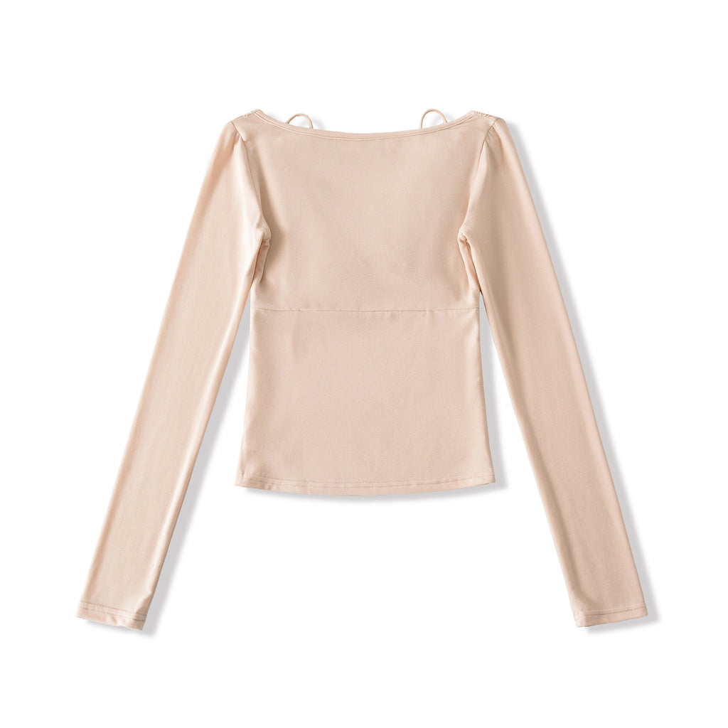 Twisted lace long sleeved T-shirt for women