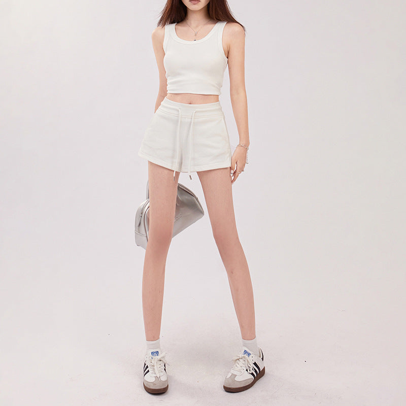 Women's Shorts High-Waist Drawstring Casual Shorts for Summer Loose and Versatile Sports Hot Pants