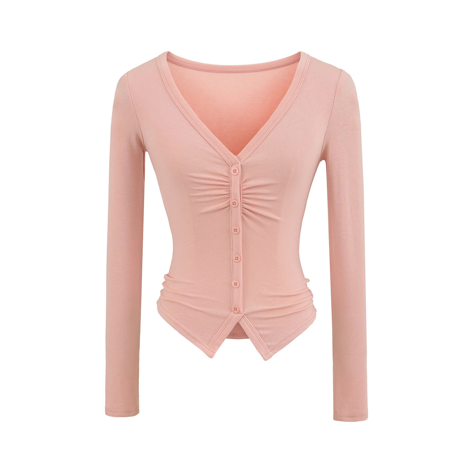 Sexy V-neck Long Sleeve Pleated Underwear T-shirt