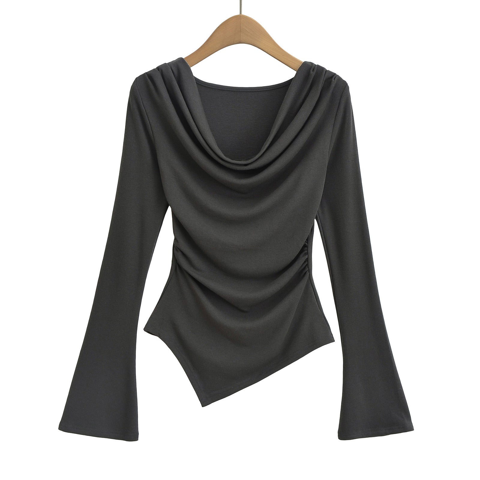 Swing collar irregular one shoulder top