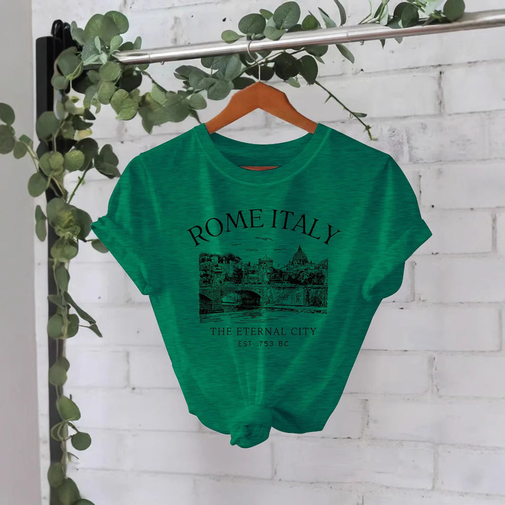 Round neck short sleeved t-shirt ROME city print