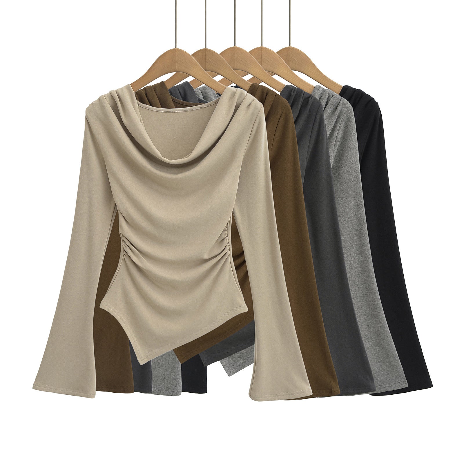 Swing collar irregular one shoulder top