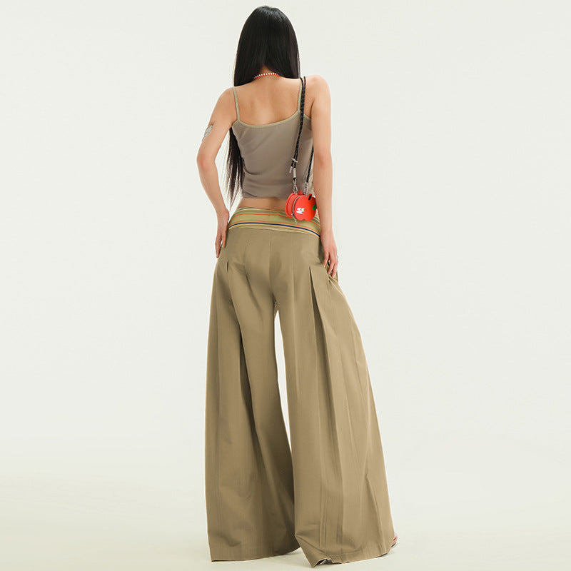 Wide-Leg Pants for Women with Pleated Floor-Length Design