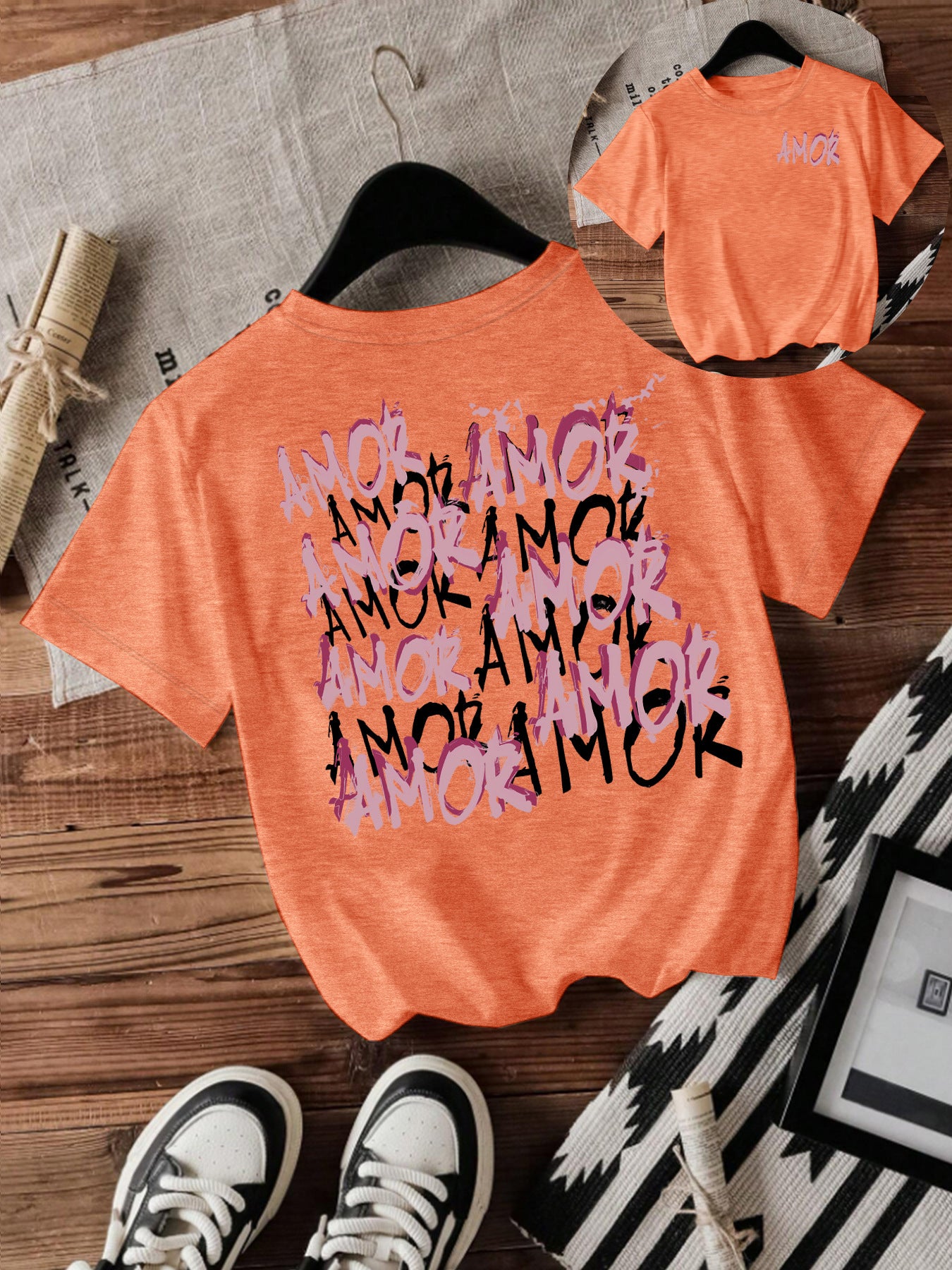Cool letter printed short sleeved shirt
