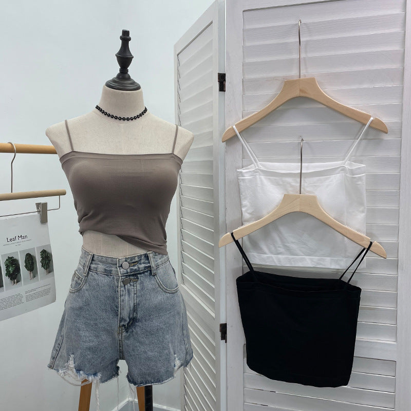 Strap vest strapless short sleeveless top