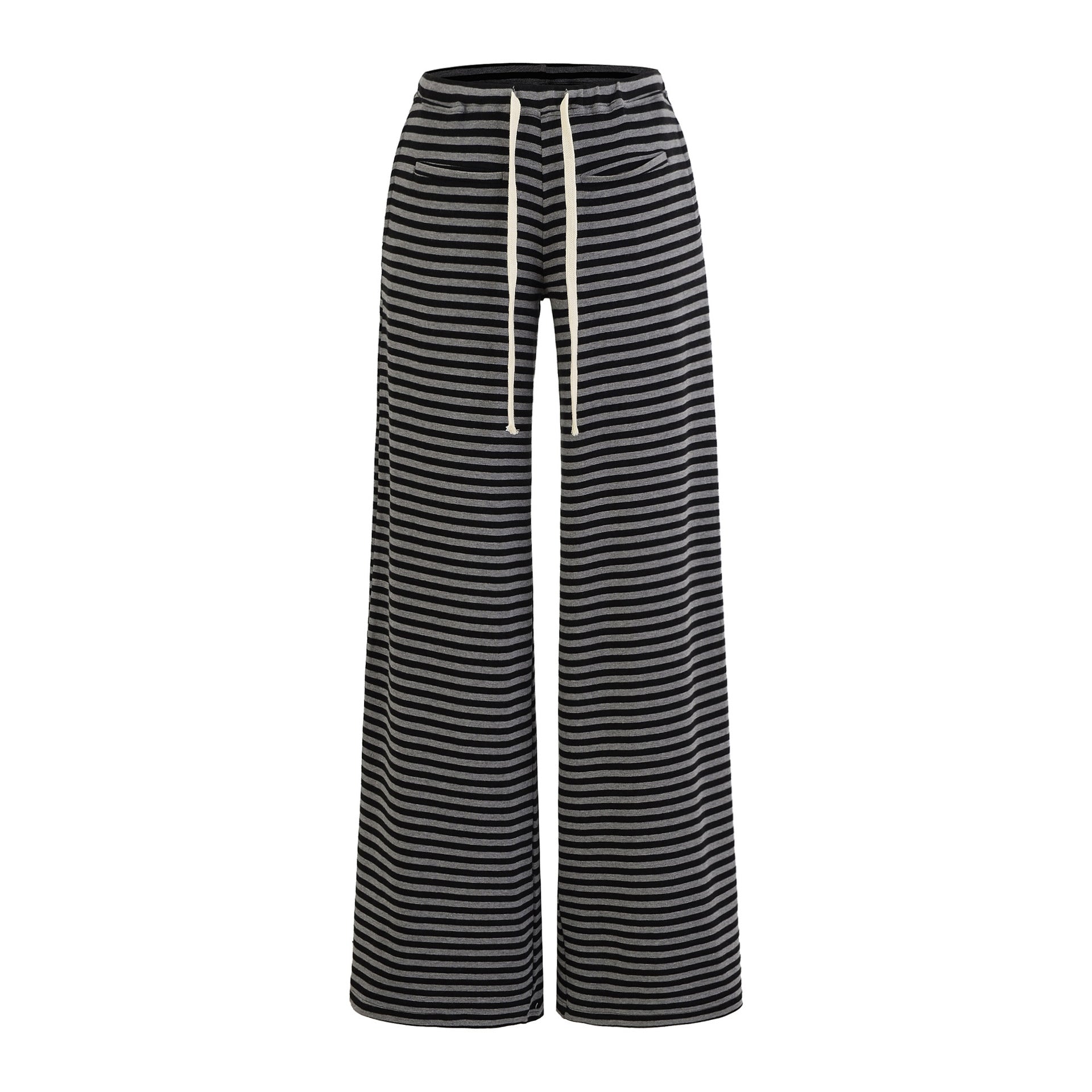 Striped straight leg low waisted pants