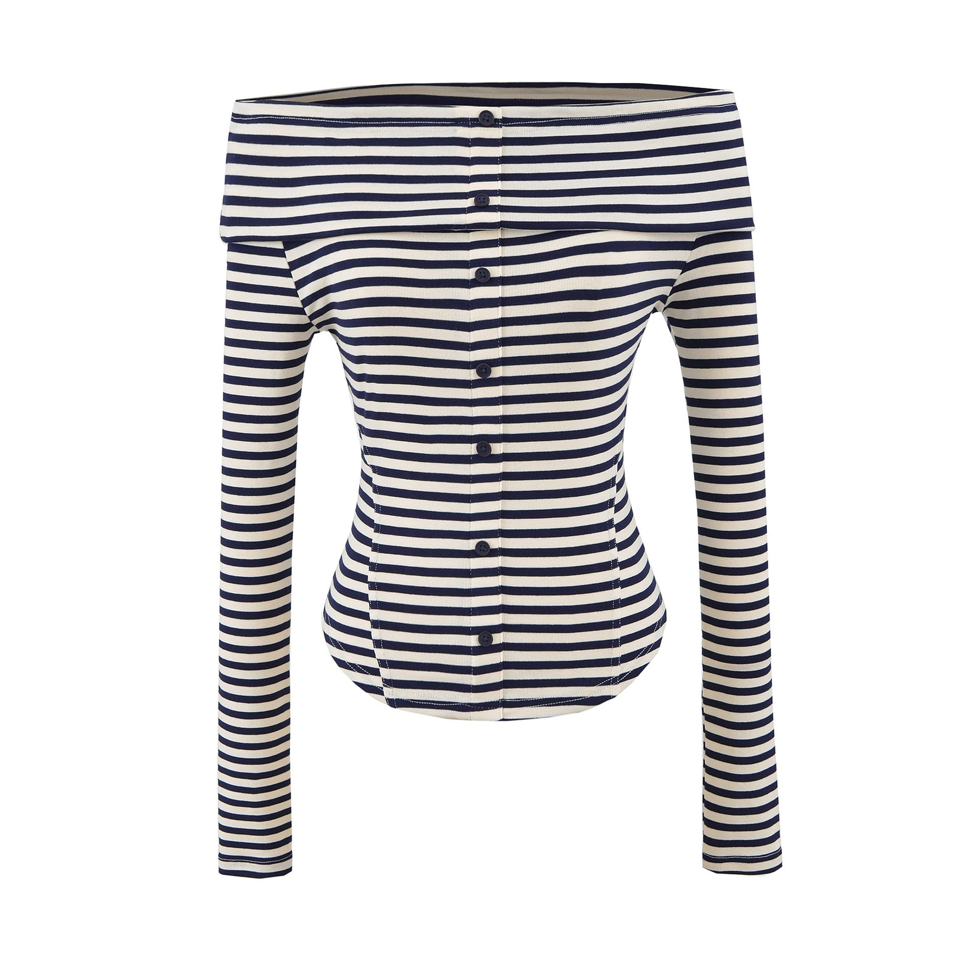 Striped slim fit long sleeved T-shirt for women