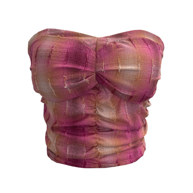 Elastic strapless short top