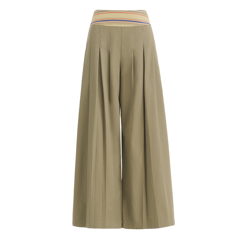 Wide-Leg Pants for Women with Pleated Floor-Length Design