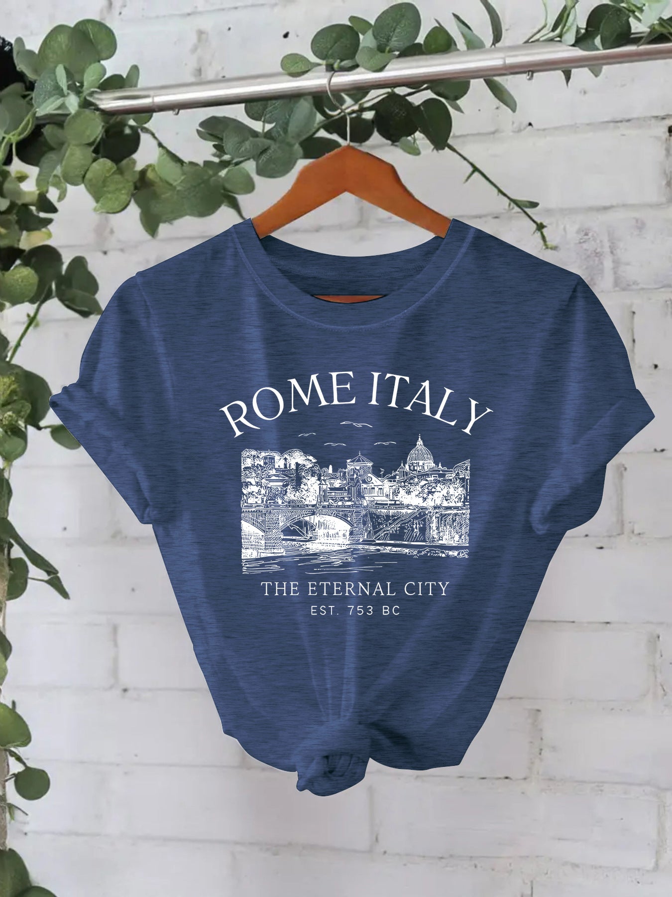 Round neck short sleeved t-shirt ROME city print