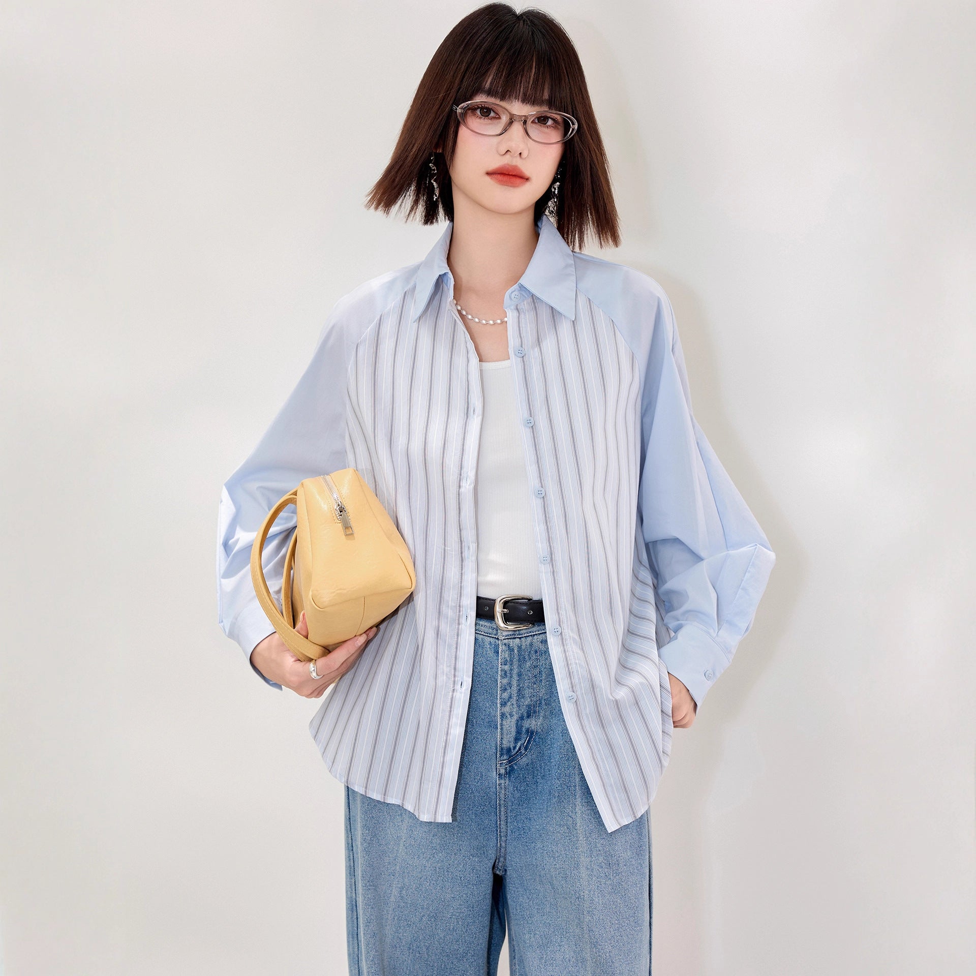 Striped Shirt Women's Blazer Autumn Long Sleeve Design Sense Unique Fashion New Loose Vintage Early Autumn Top Blouse