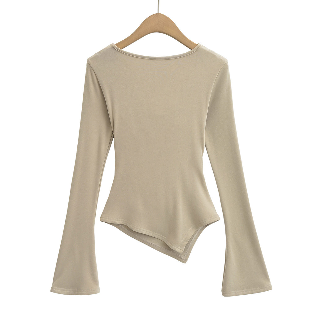 Swing collar irregular one shoulder top