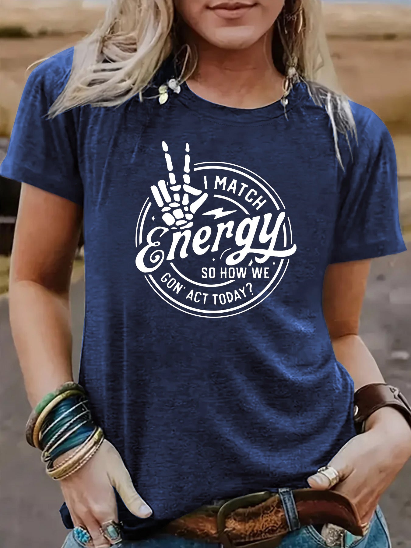 Hollow out hand printed short sleeved shirt