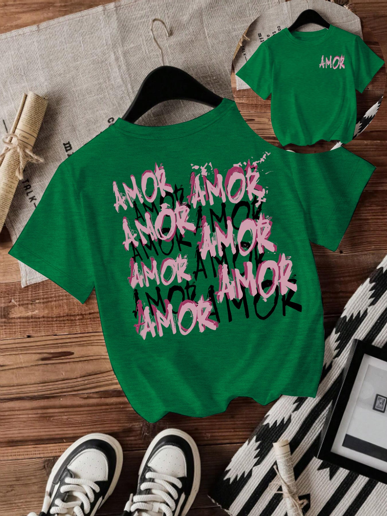 Cool letter printed short sleeved shirt