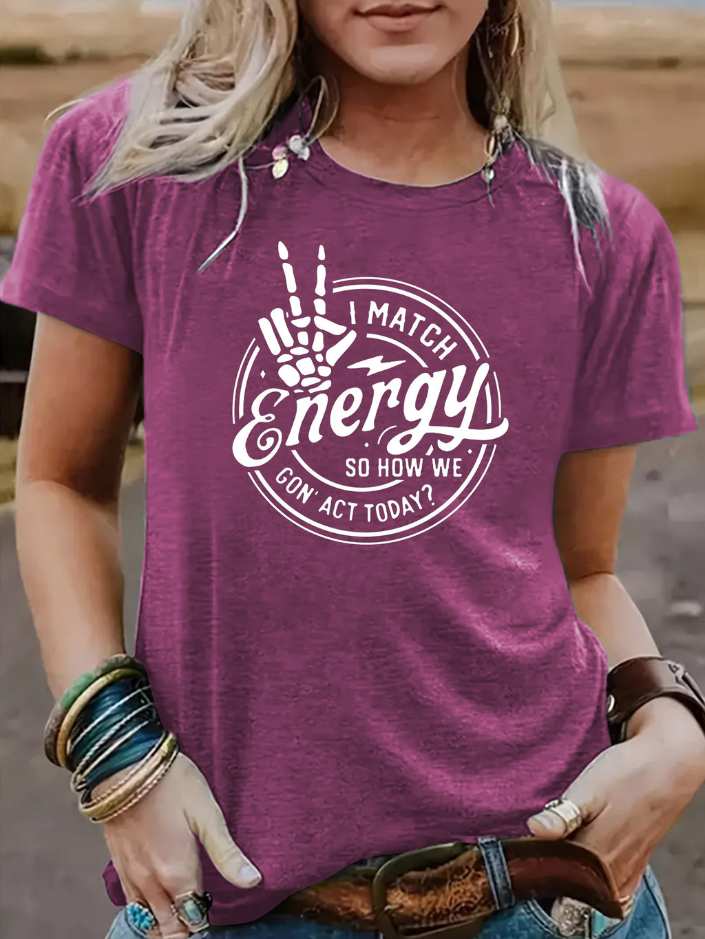 Hollow out hand printed short sleeved shirt