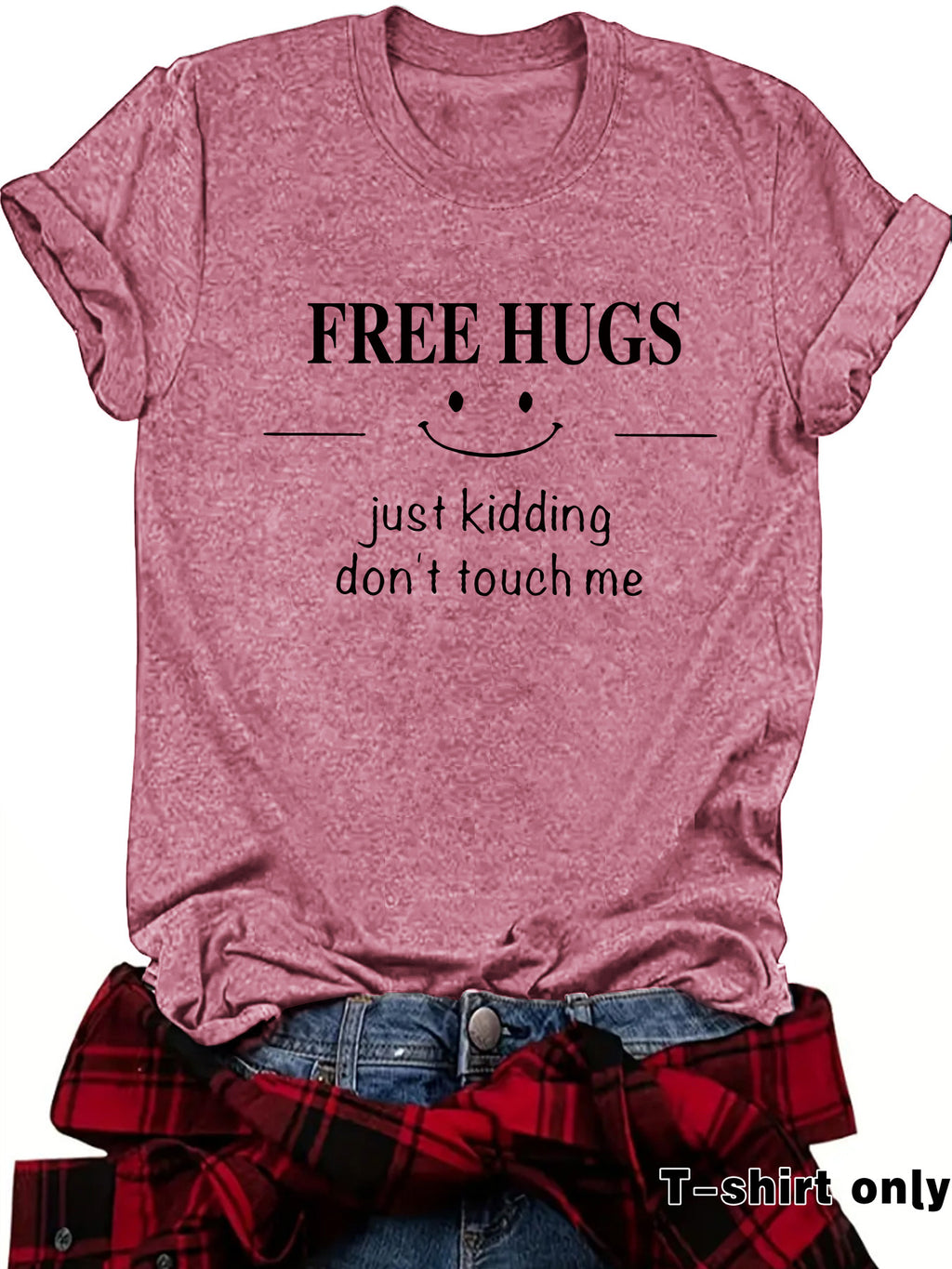 Short sleeved FREE HUGS smiley face pattern