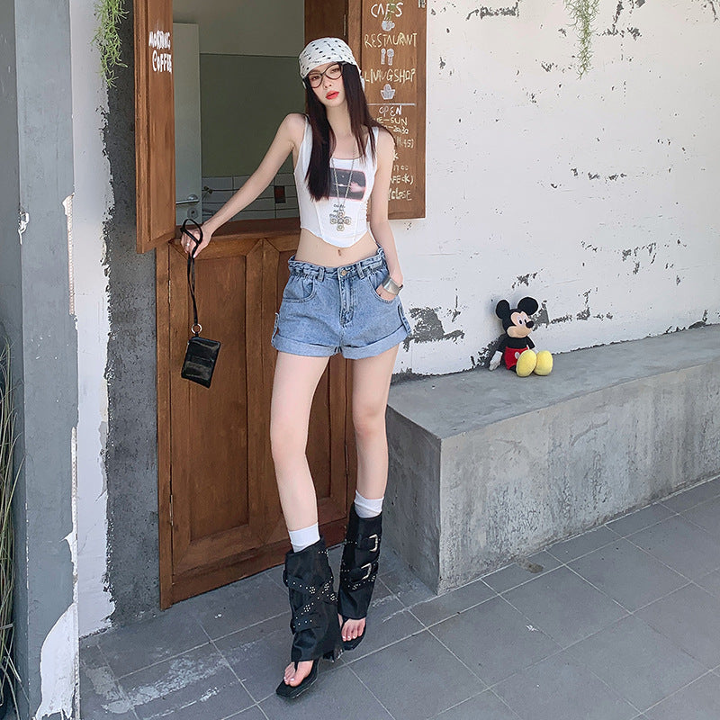 Women's High-Waisted Shorts Summer Slimming Design A-Line Wide Leg Pants for Petite Women