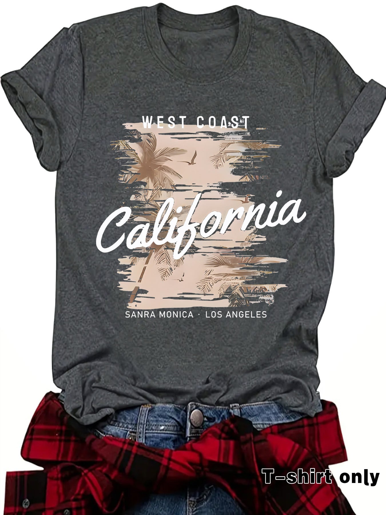Round neck short sleeved T-shirt from California