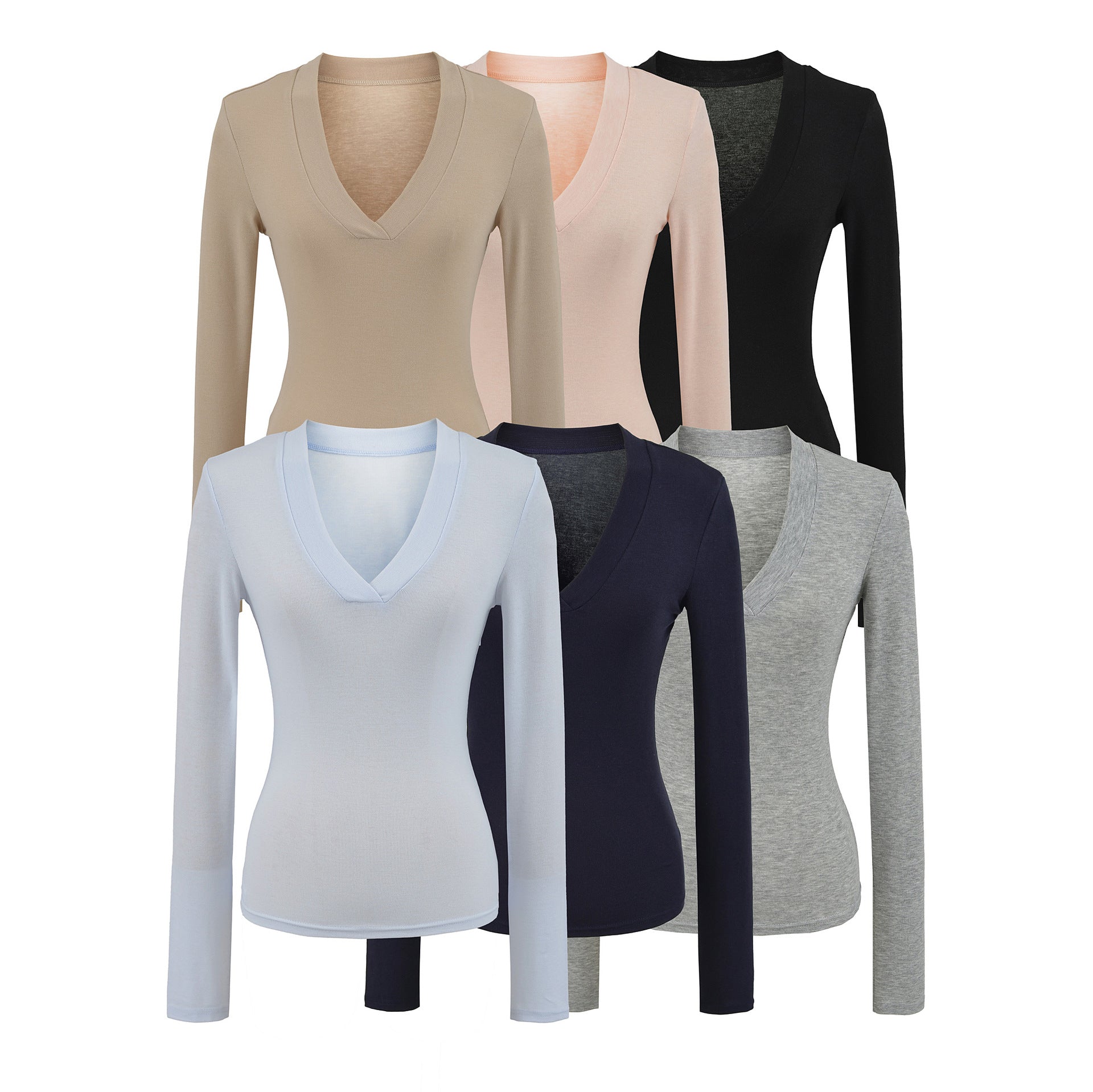 V-neck slim fit long sleeved T-shirt for women