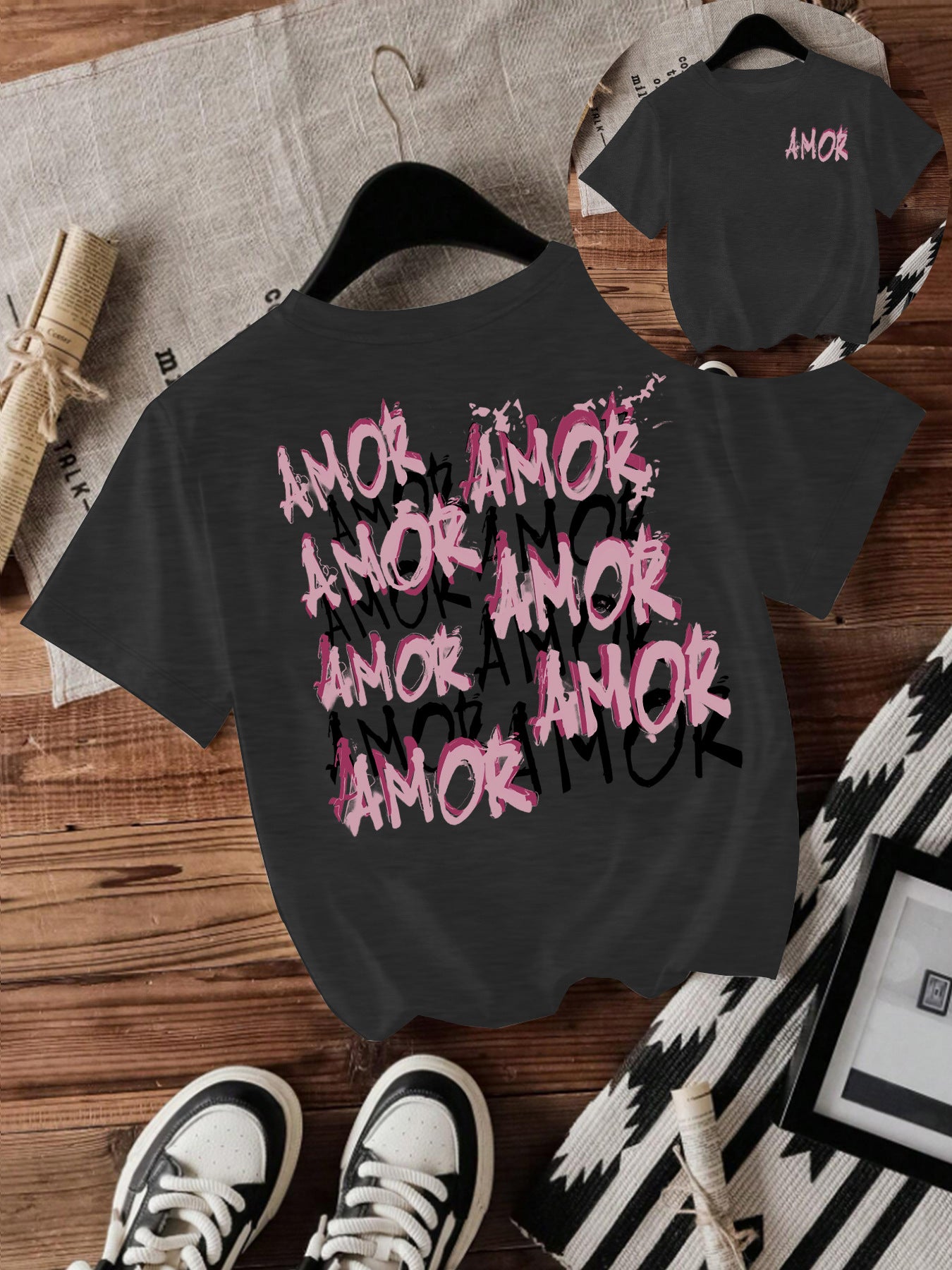 Cool letter printed short sleeved shirt