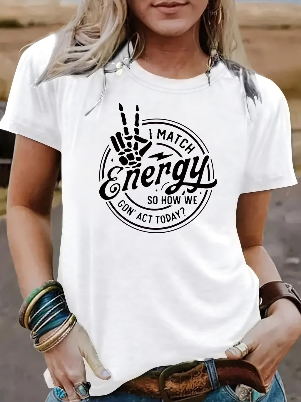 Hollow out hand printed short sleeved shirt