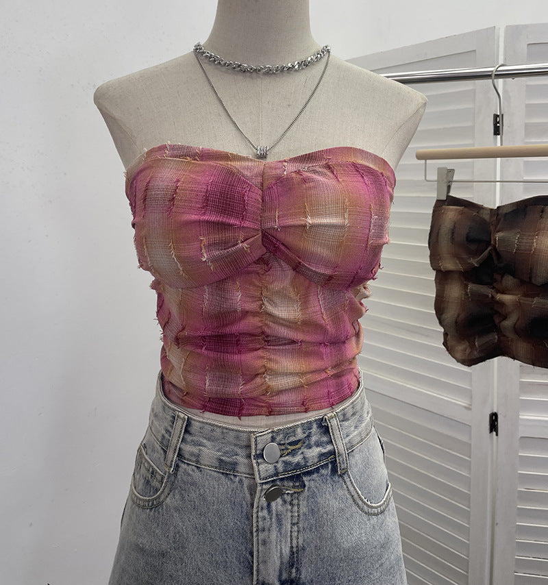 Elastic strapless short top