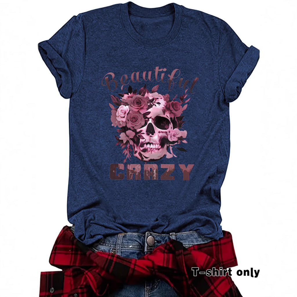 T-shirt female skeleton and flowers