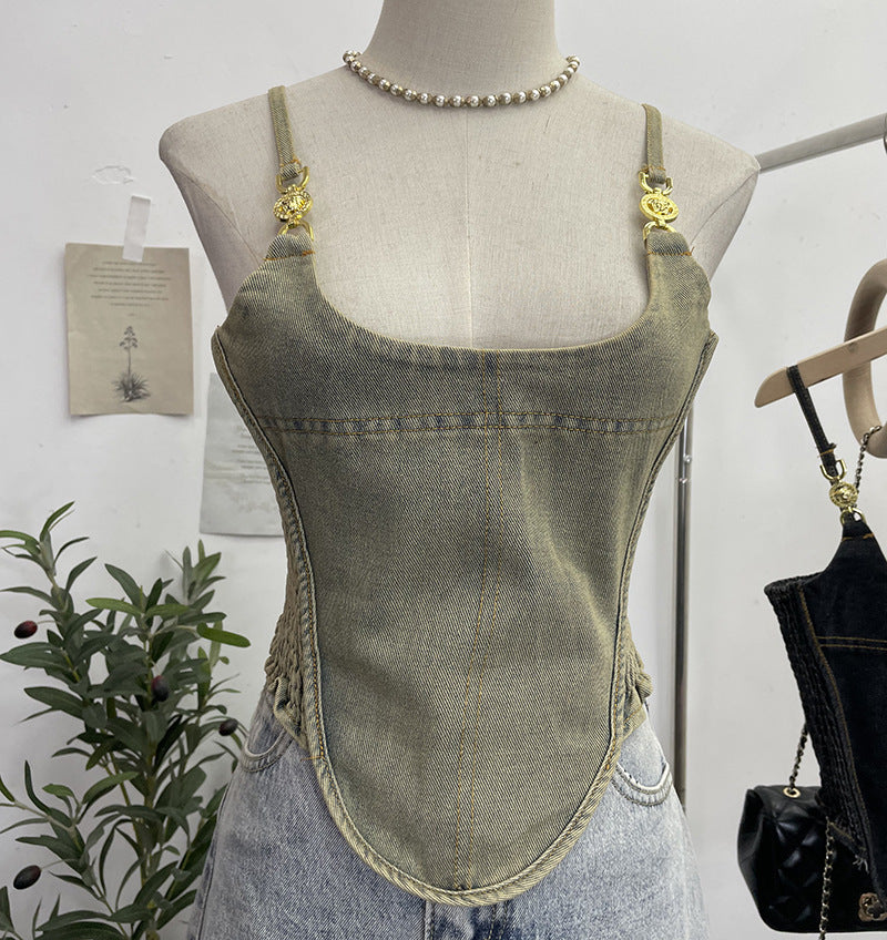 Open back zipper irregular top
