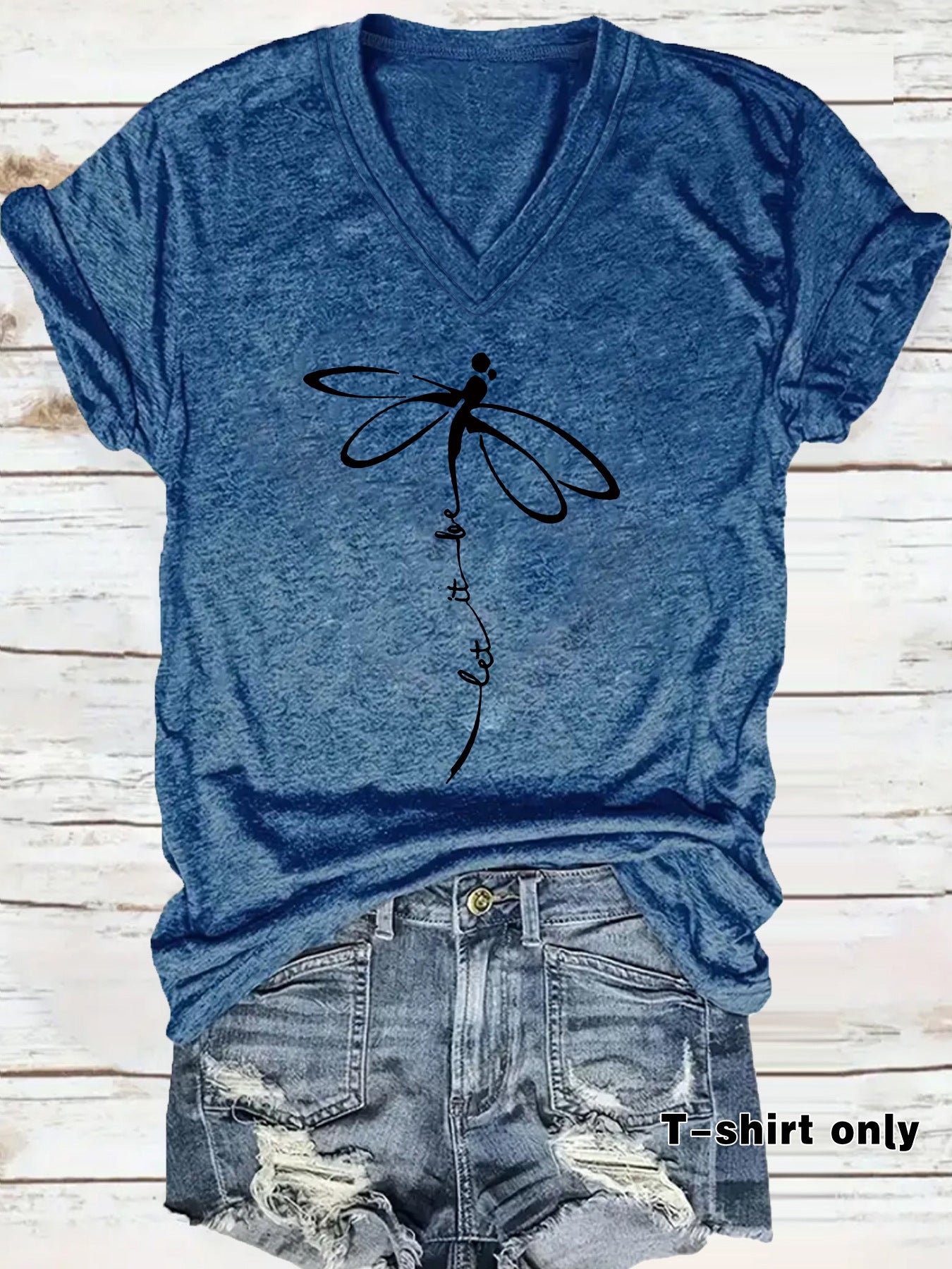 Short sleeved dragonfly print
