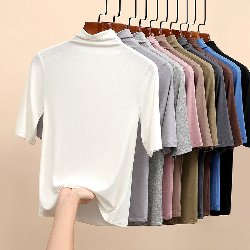 Slim fit T-shirt solid color top