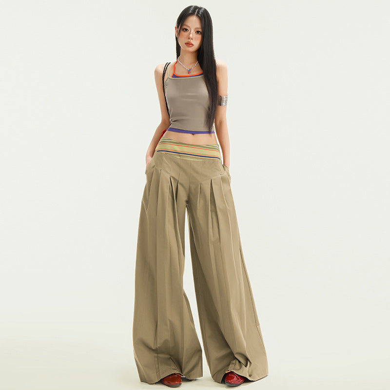 Wide-Leg Pants for Women with Pleated Floor-Length Design