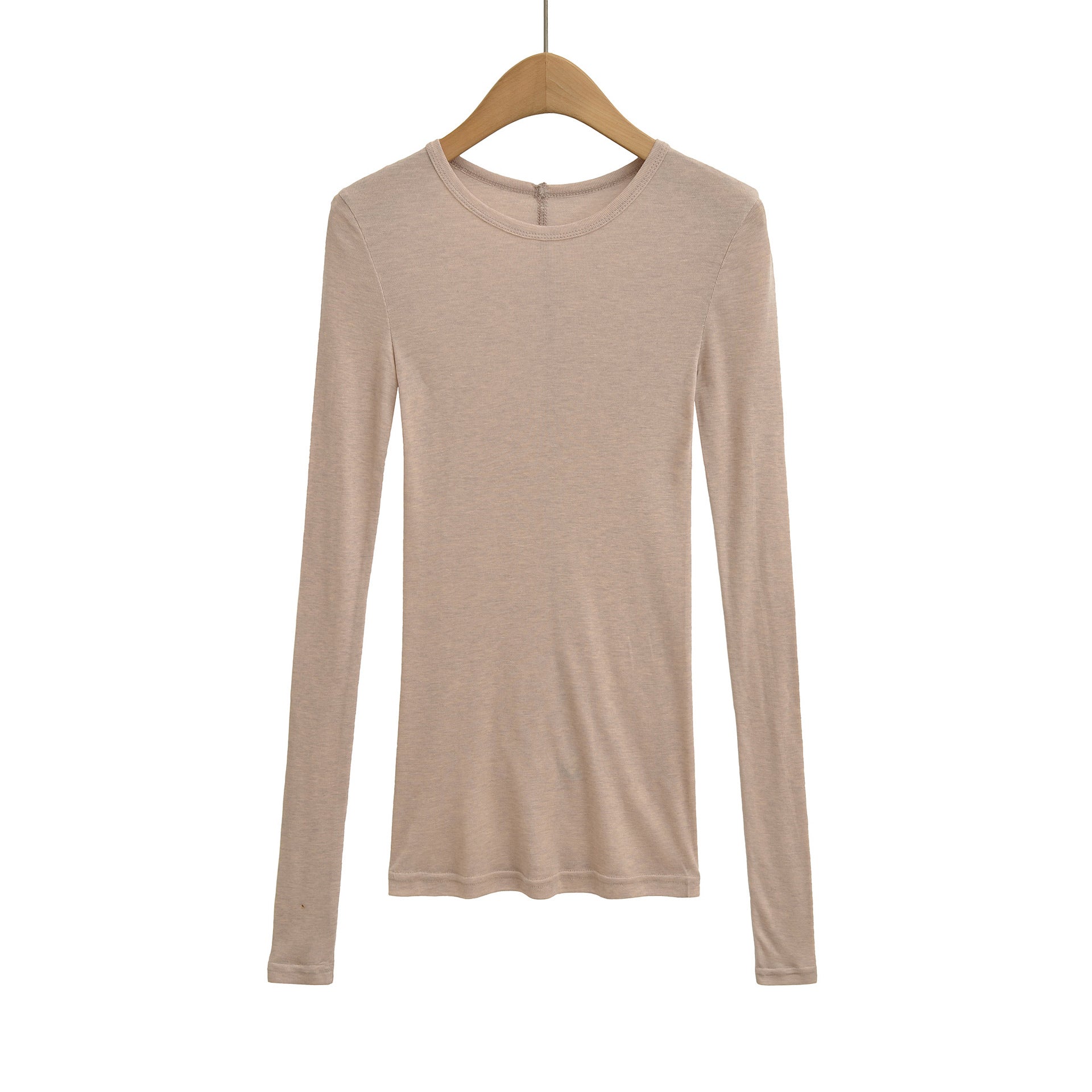 Round neck long sleeved cool thin Tencel casual base T-shirt