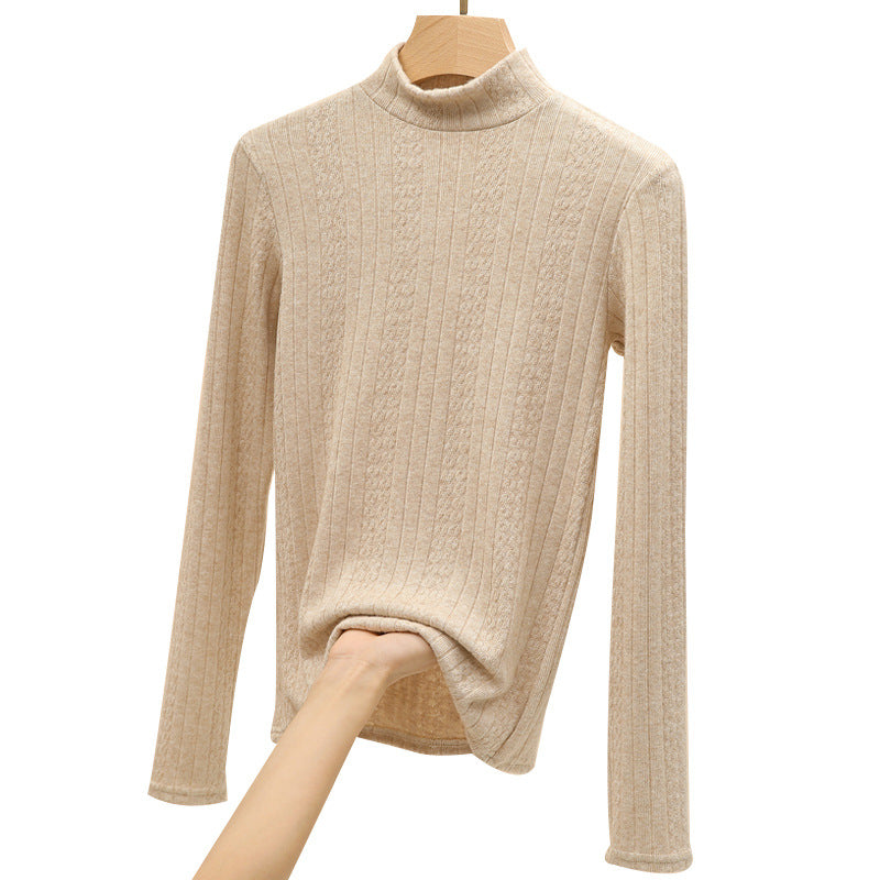 Women's semi high neck slim fit long sleeved top