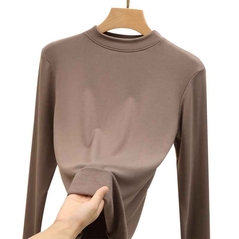 Half high neck slim fit long sleeved top