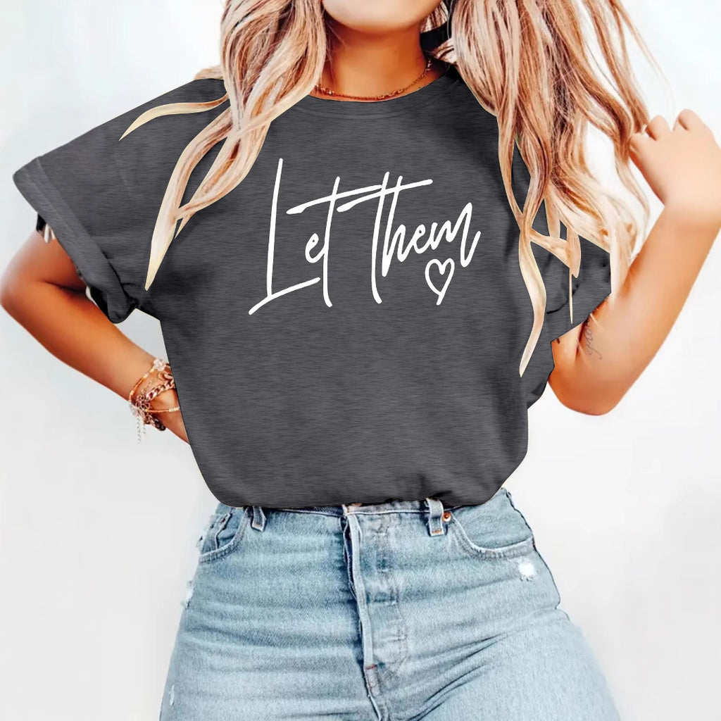 Letterhem pattern printed new short sleeved shirt