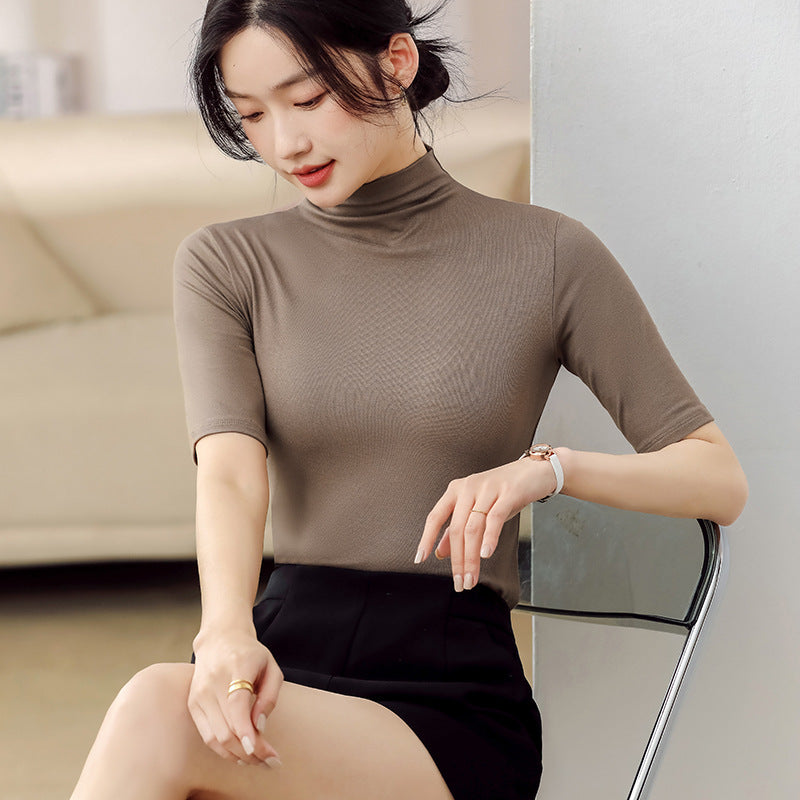 Slim fit T-shirt solid color top