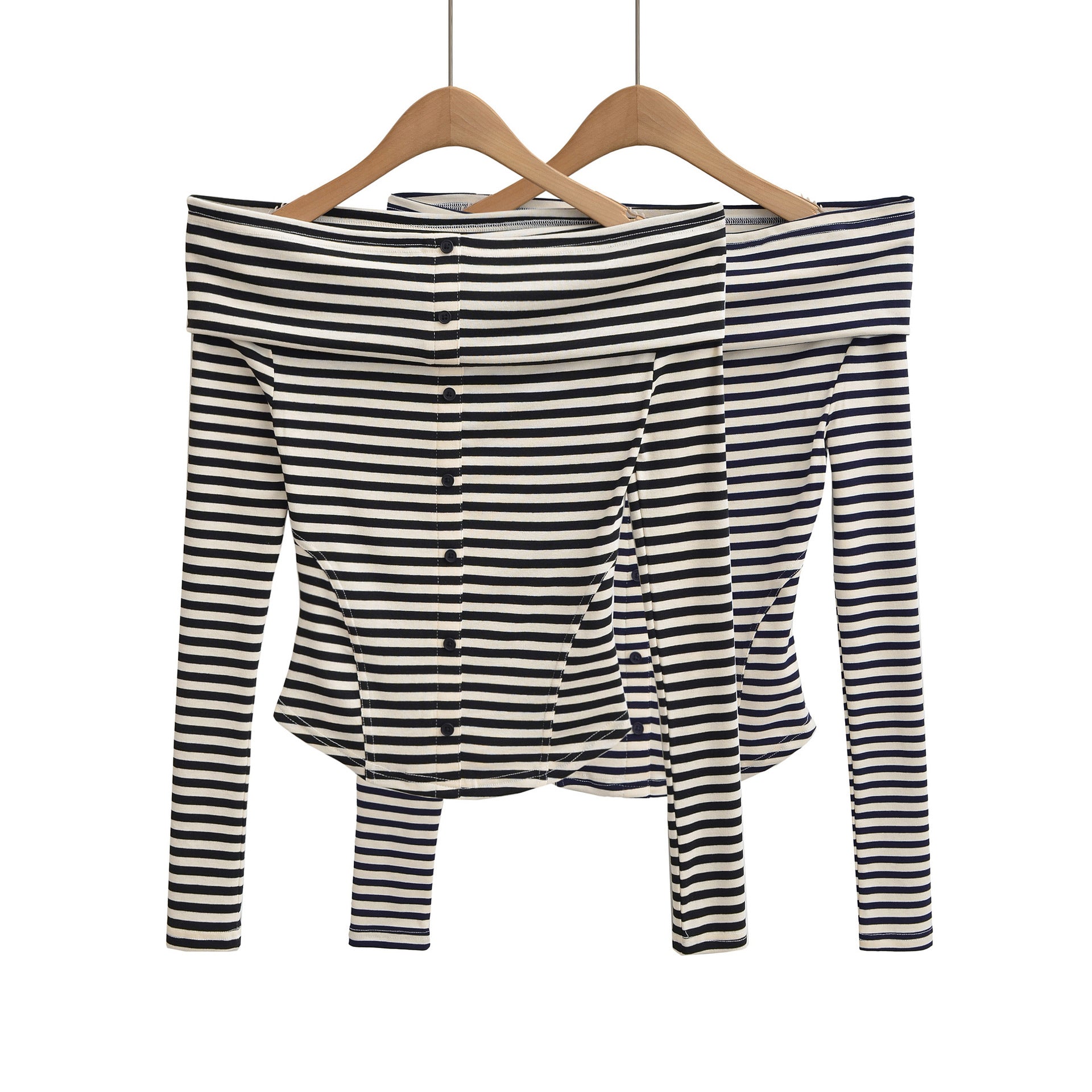 Striped slim fit long sleeved T-shirt for women