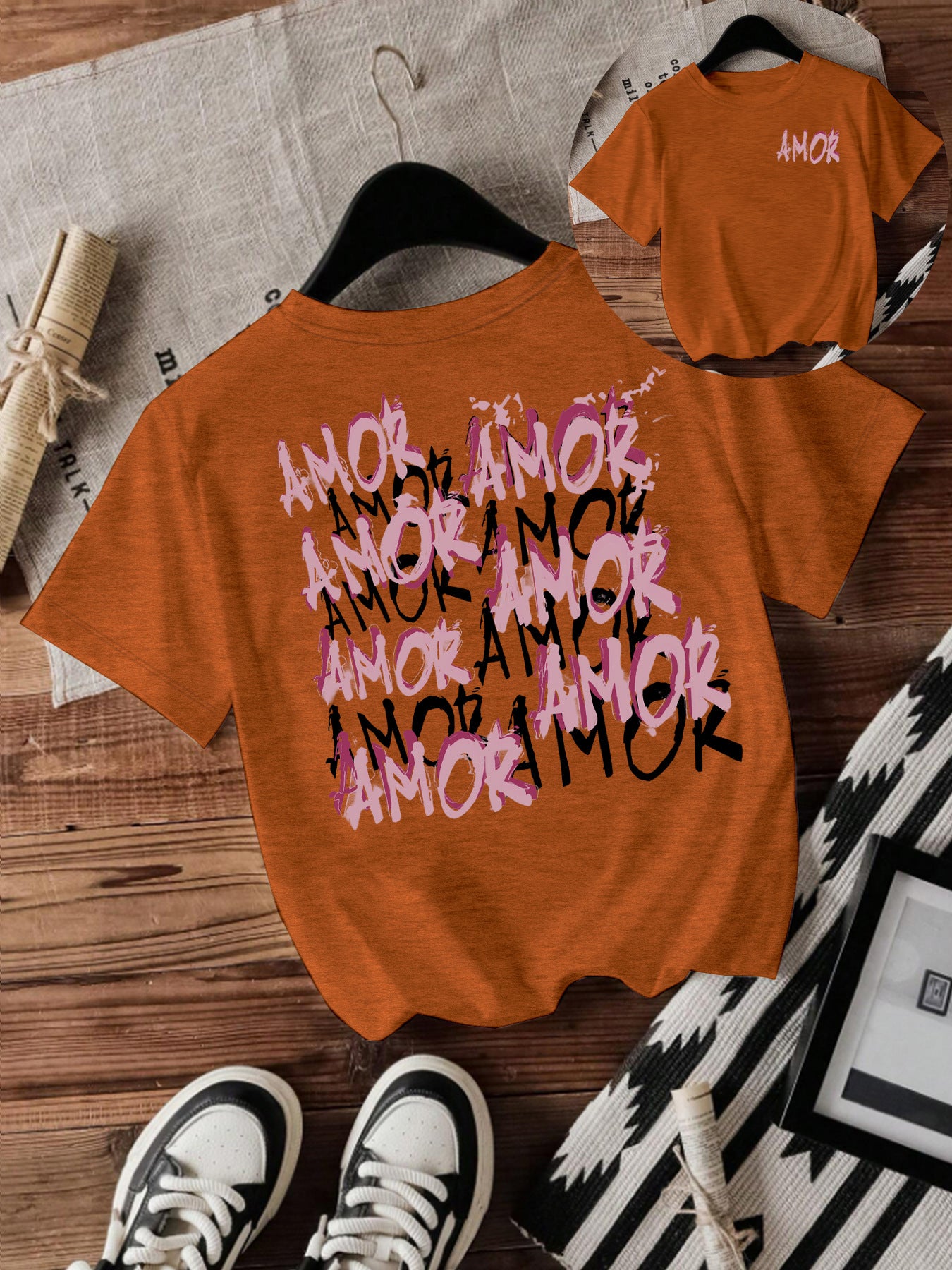 Cool letter printed short sleeved shirt