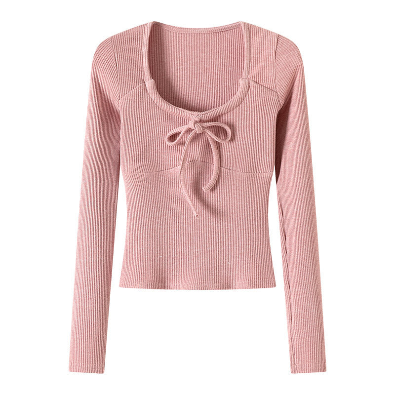 U-neck slim fit inner long sleeved top
