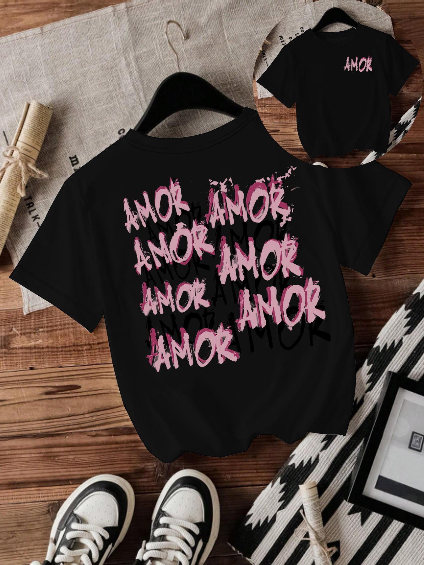 Cool letter printed short sleeved shirt