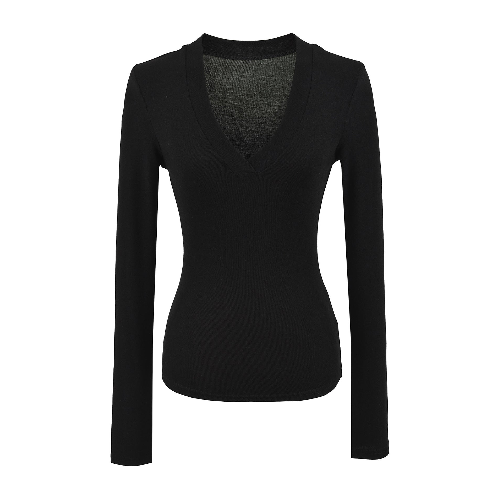 V-neck slim fit long sleeved T-shirt for women
