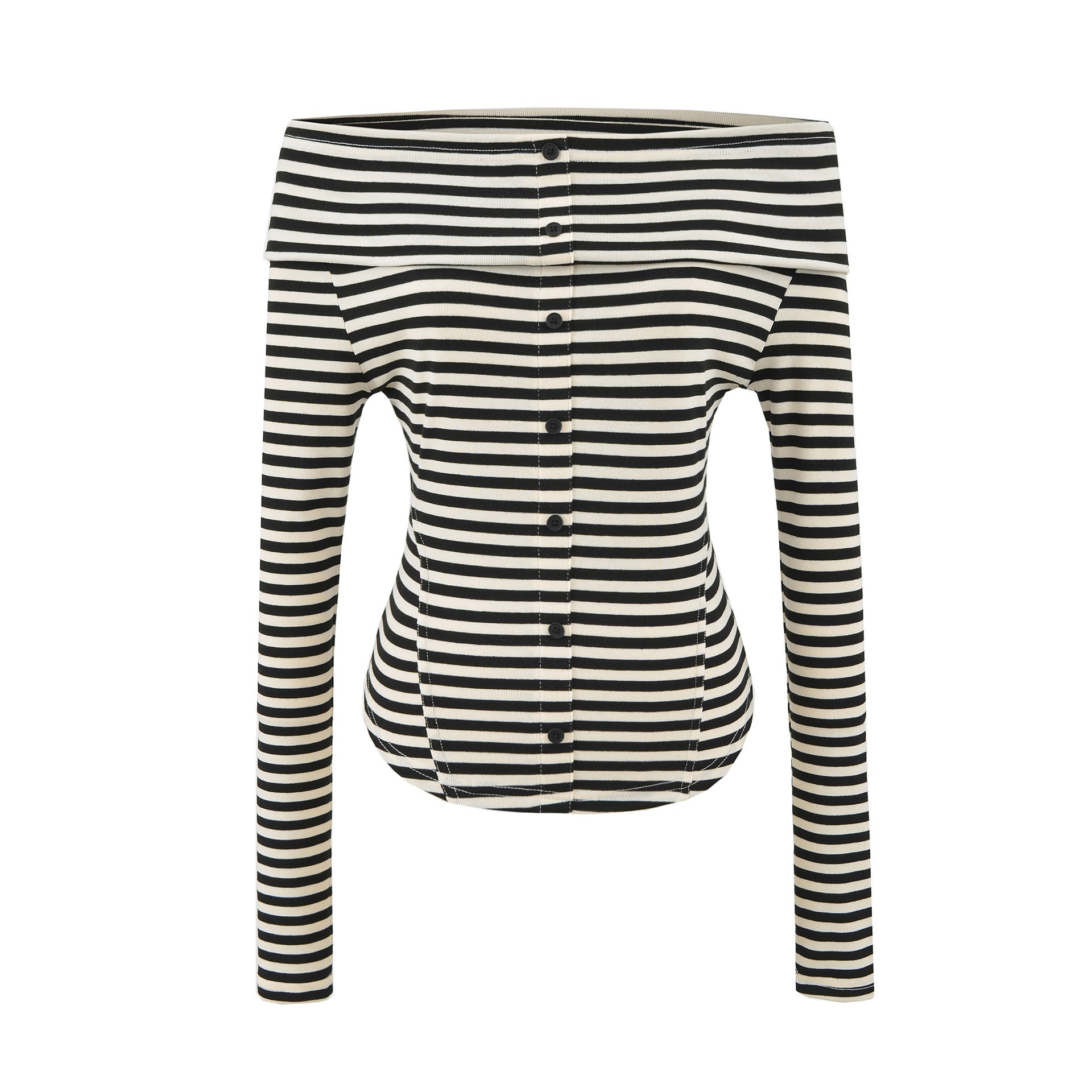 Striped slim fit long sleeved T-shirt for women