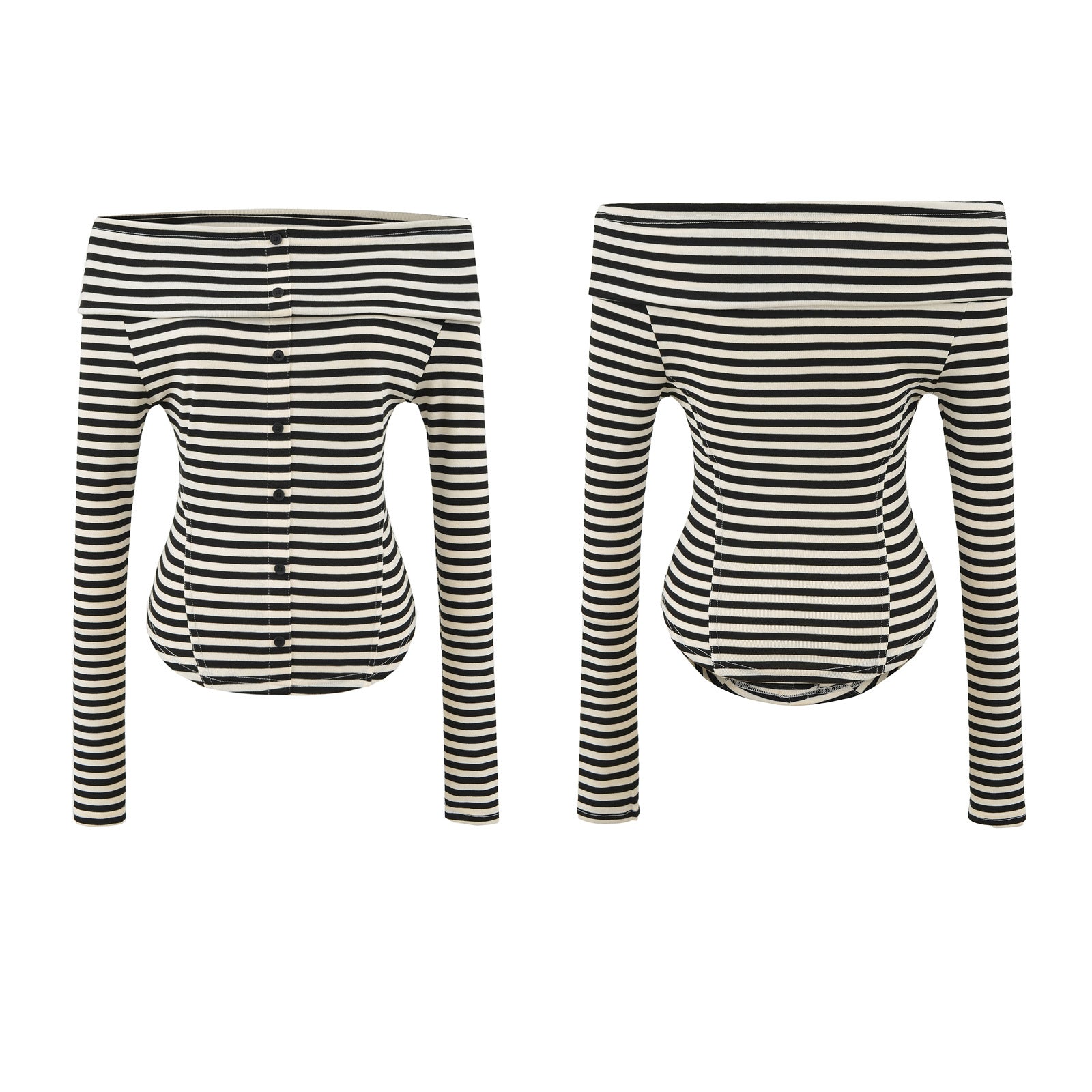 Striped slim fit long sleeved T-shirt for women