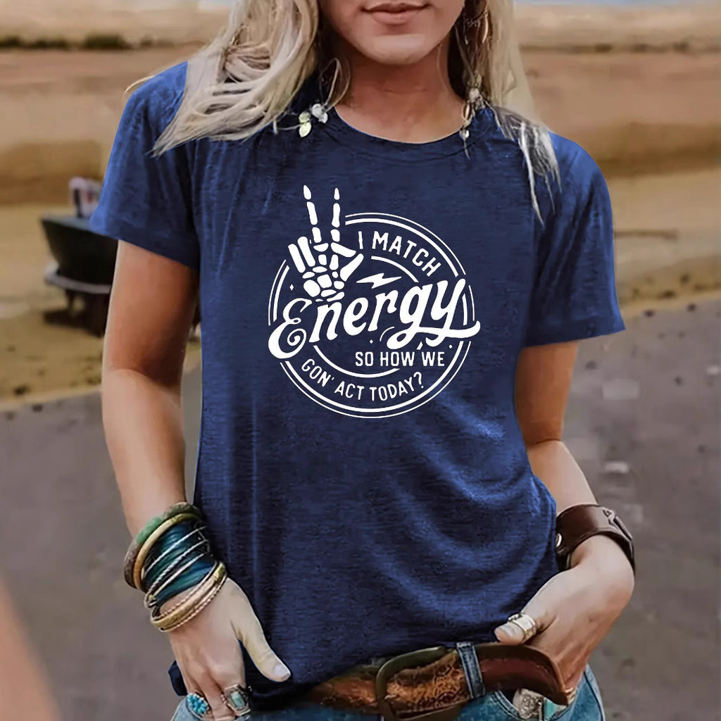 Hollow out hand printed short sleeved shirt