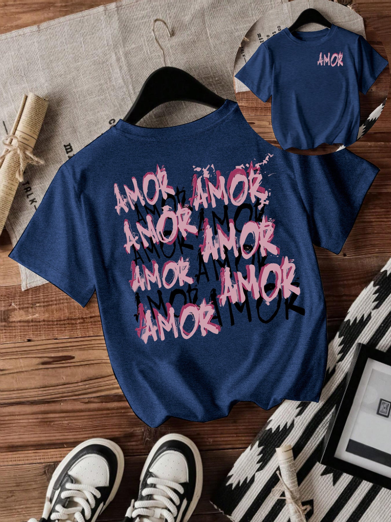 Cool letter printed short sleeved shirt