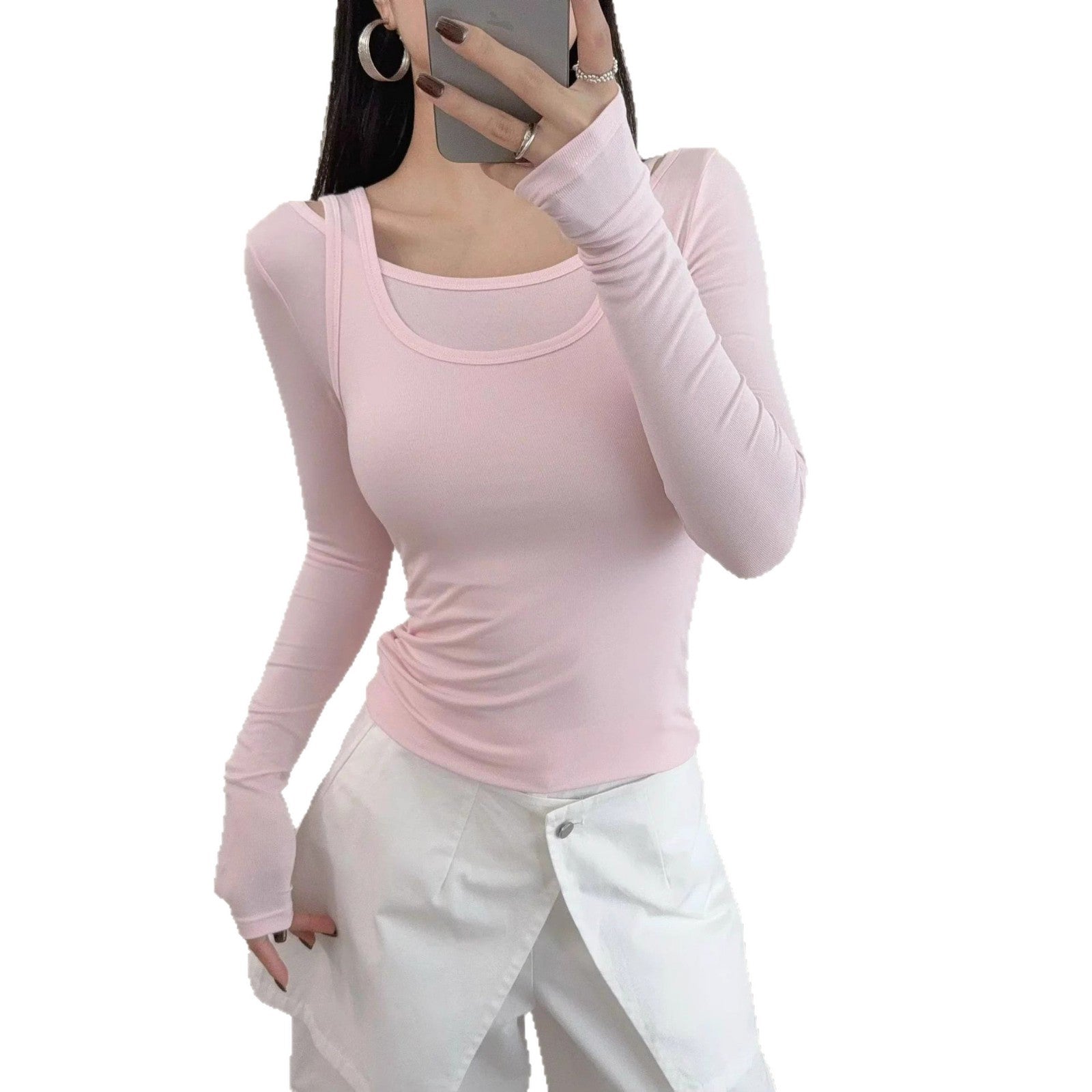 Slim fit long sleeved T-shirt top for women